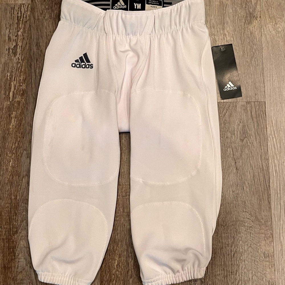 adidas Boys Press Coverage Football Pant White/White Youth Medium Drawstring NEW